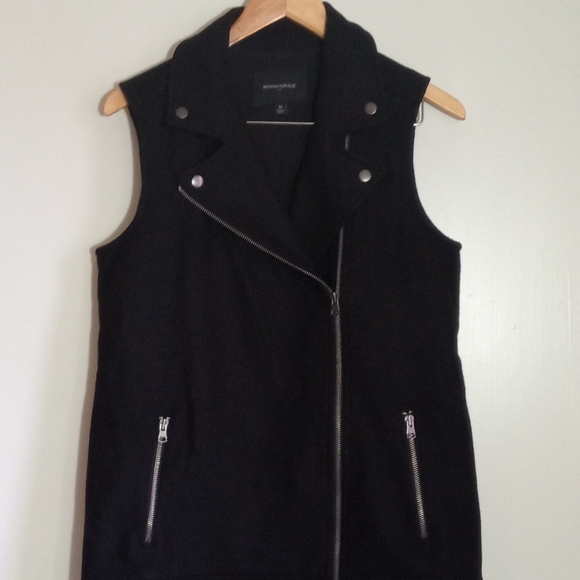 Banana Republic black wool longline moto vest women's size medium - Picture 1 of 7